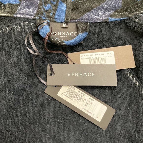 Versace Blue / Black Logo Bathrobe - Picture 4 of 4
